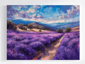 Vászonkép Canvas Tájkép Hegyek Mező Levendula Virágok 80x60