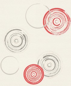 Fali tapéta absztrakt körök piros és szürke modern stílus