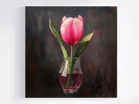 Vászonkép Canvas Olaj Dekoráció Természet Virág Rózsaszín Tulipán 40x40