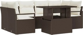 vidaXL Kerti Kanapé Szett tárolóval párnával 7 pcs Barna polirattan