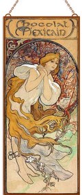 Alfons Mucha - Chocolat Mexicain üvegkép, falikép