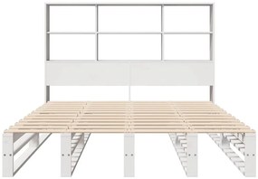 fehér tömör fa könyvespolcos ágy matrac nélkül 140 x 200 cm