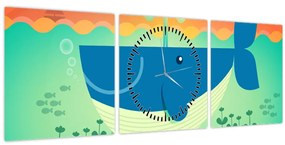Kép - boldog bálna (órával) (90x30 cm)