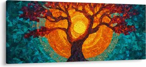 Kép - Az élet fája és a nap mozaikban (120x50 cm)