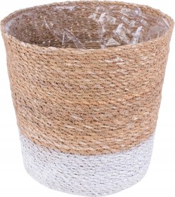 Virágtartó fonott Tengeri Fű Moroccan Fólia Középen 22 cm fehér