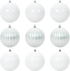 vidaXL Karácsonyi Díszgömb Készlet XL 9 pcs Fehér Műanyag