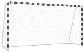 vidaXL fekete-fehér fém focikapu 300 x 160 x 90 cm