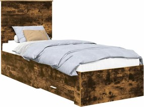 vidaXL Ágykeret fejtámlával Füstölt tölgy és ezüst 70 x 190 cm Faanyag