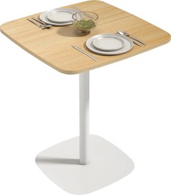 HOMCOM kis négyzet étkezőasztal 2 személyre, négyzetes acél talp, ideális kis terekhez — 60 x 60 x 75 cm, natúr fa és fehér | Aosom