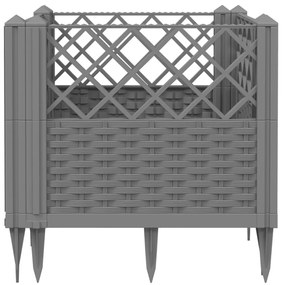világosszürke PP kerti virágláda cövekekkel 43,5x43,5x43,5 cm