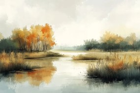 Vászonkép Canvas Tájkép Kilátás Folyó Fák Ősz 60x40