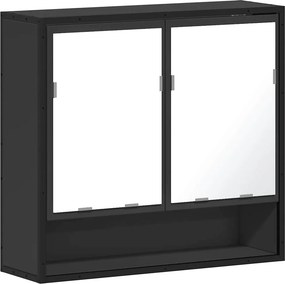 vidaXL fekete szerelt fa fürdőszobai tükör 65x20x60 cm
