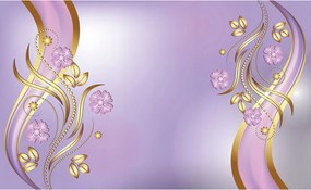 Fotótapéta Liliomok Arany Virágok Absztrakt Minták Luxus 200x140 +ragasztó