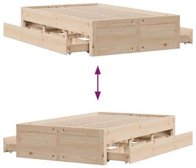 tömör fenyőfa fiókos ágykeret matrac nélkül 120 x 190 cm