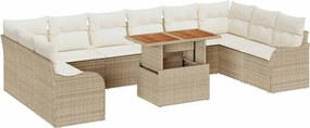 vidaXL Kerti Kanapé Szett tárolóval 11 pcs Bézs Poli rattan