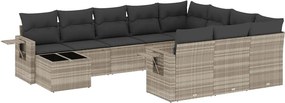vidaXL 11 részes világosszürke polyrattan kerti ülőgarnitúra párnákkal