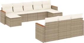 vidaXL 10 részes bézs polyrattan kerti ülőgarnitúra párnával