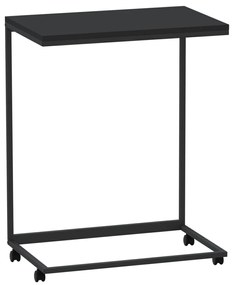 Fekete szerelt fa kisasztal kerekekkel 55x35x70 cm