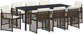 vidaXL Kert étkező szett 9 pcs Barna polirattan
