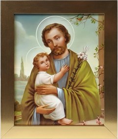 Vászonkép 30x25 Szent József Jézus Arany Keret