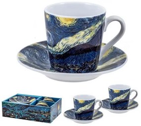 Van Gogh Csillagos éj porcelán espresso kávés csésze aljjal készlet - 2 személyes - díszdobozban