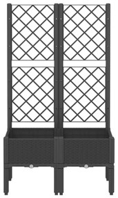 vidaXL fekete polipropilén rácsos kerti ültetőláda 80 x 40 x 142 cm