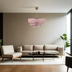 Rózsaszín-aranyszínű függőlámpa textil búrával ø 40 cm Couper – Opviq lights