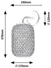 Rabalux 71091 - ADALLA fali lámpa 1xE27/40W/230V rattanból