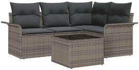 vidaXL Kerti Kanapé Szett párnával 5 pcs Szürke polirattan