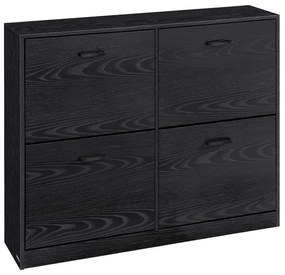 Cipősszekrény 4 lehajtható rekesszel 24 x 105,5 x 83 cm, fekete