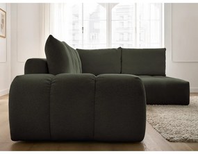 Zöld zsenília kinyitható-tárolóhelyes sarokkanapé (jobb oldali-L alakú) Everest – Bobochic Paris