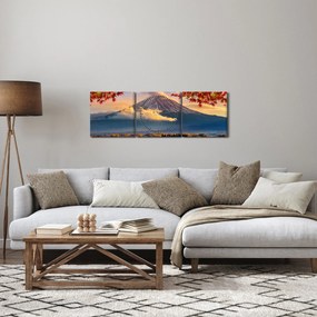 Kép - japán, Fuji hegy (órával) (90x30 cm)