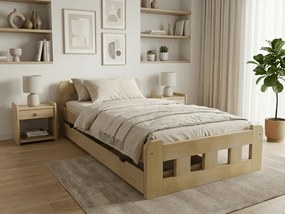 Naomi magasított ágy 80x200 cm, fenyőfa Ágyrács: Léces ágyrács, Matrac: Deluxe 10 cm matrac