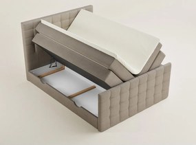 Bézs ágyneműtartós boxspring ágy 200x200 cm Tasca – Maison de Rêve