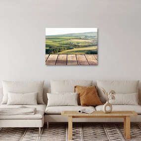 Kép - Fa polc tájképi elemekkel (70x50 cm)