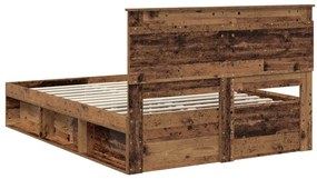 vidaXL Ágykeret fejtámlával Öreg fa 150 x 200 cm Tömör fenyőfa