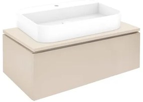 Fürdőszobaszekrény mosdókagylóval és fedőlappal SAT Feel 100x30x46 cm bézs sakk-matt SATFEEL100BEDU