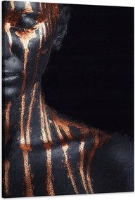 Vászonkép Fekete Nő Barna Csíkos Művészet 60x90 cm