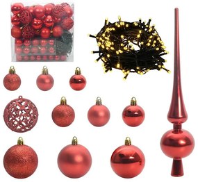 Műfenyő, előre díszített karácsonyfagömb készlettel Zöld 240 cm