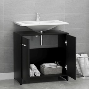 fekete szerelt fa fürdőszobaszekrény 60 x 33 x 61 cm