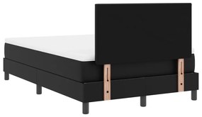 Boxspring Ágy Matrac Készlettel - Fekete, Kis Dupla, Műbőr