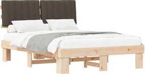 vidaXL Ágykeret Kárpitozott Fejtámlával Tópszínű 140 x 200 cm