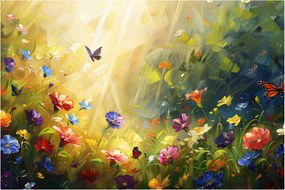 Kép - Tavaszi virágos rét, festmény (90x60 cm)