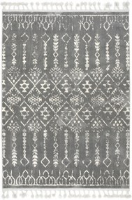 120x170 cm Puha Rombusz Szőnyeg Szürke Krémszínű Etno