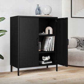 Fekete polcos fém szekrény lábakon – VITO Modern 800 x 1015 x 400 mm