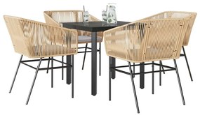 vidaXL 5 észes barna polyrattan üveg kerti étkezőgarnitúra párnával