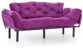 Kanapéágy Nitta Triple, Futon, 3 ülőhely, 225x70 cm, fém, lila