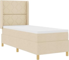 vidaXL Boxrugós ágy matracmal fejtámlával Krém 140 x 200 cm szövet