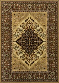 Gyapjú Szőnyeg Nappaliba Klasszikus Isfahan Leyla Borostyán Rozetta 200x300 cm