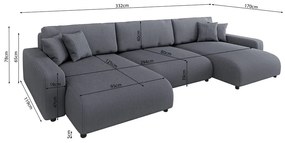 Sötétszürke kordbársony kinyitható tárolóhelyes sarokkanapé Sara – Ropez